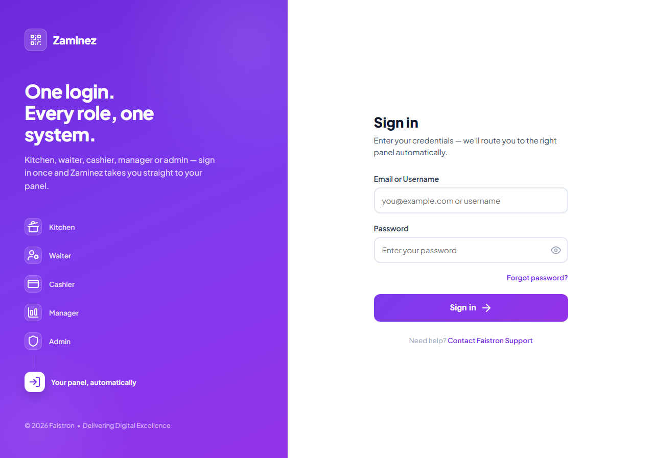 Zaminez — Digital Restaurant Ordering System